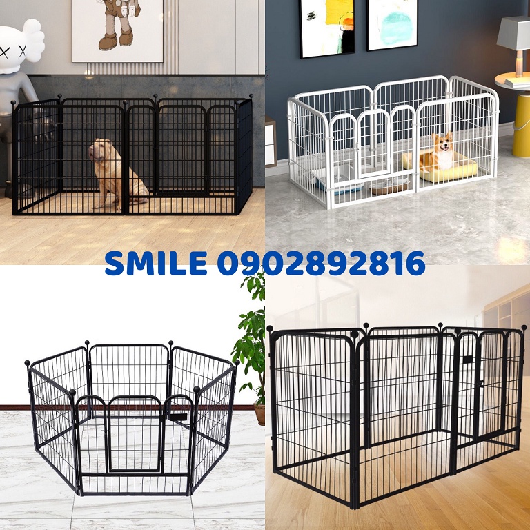 [MẪU MỚI Chuồng Quây Chó Mèo Lắp Ghép 6 Tấm Sơn Tĩnh Điện Cao Cấp, Chắc Chắn (70*80cm)