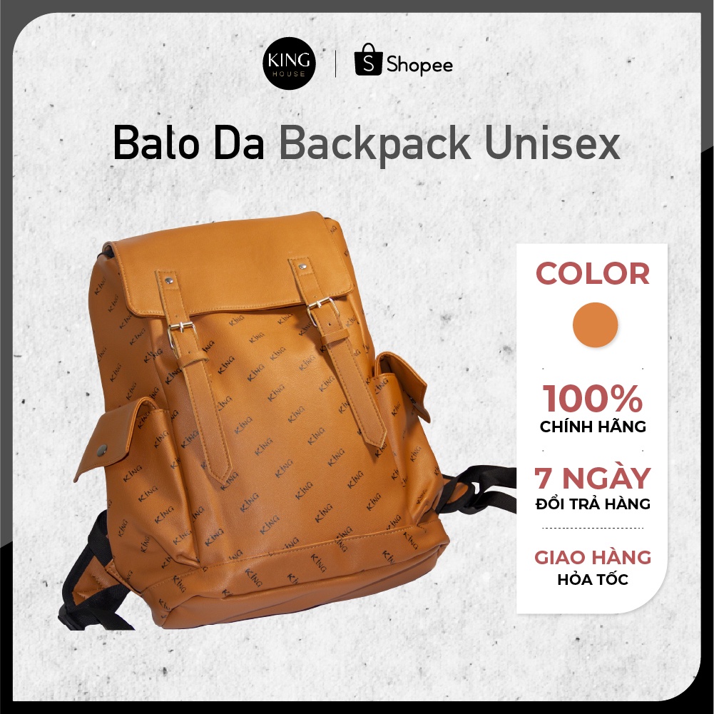 Balo Da Backpack Unisex Chống Nước Balo Backpack King 3-Màu Nâu