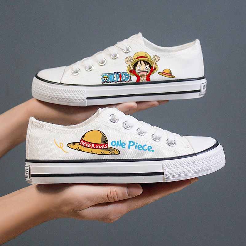 Da Giày slip on Màu Trắng Cổ Thấp Bằng Vải Canvas In Họa Tiết Hoạt Hình graffiti Thời Trang Mùa Thu Cho Nam Và Nữ