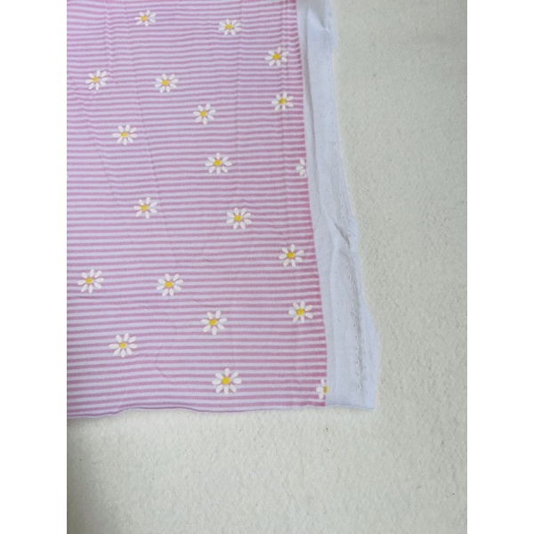 Vải thun cotton 2c Hàn kẻ nhỏ hoa cúc