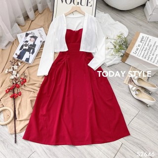 Set đầm maxi 2 dây dự tiệc today style s2646 sang trọng