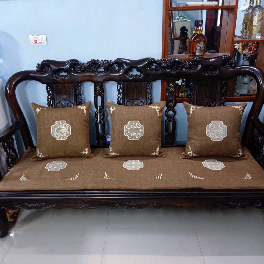 Thảm trải ghế Tây Âu Mvyshop, nệm trải ghế gỗ, đệm ghế hoàng gia, thảm trải ghế cao cấp