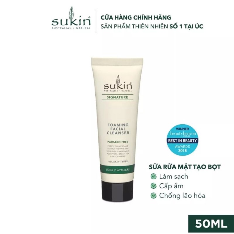 Sukin Sữa Rửa Mặt Tạo Bọt Foaming Facial Cleanser 50ml