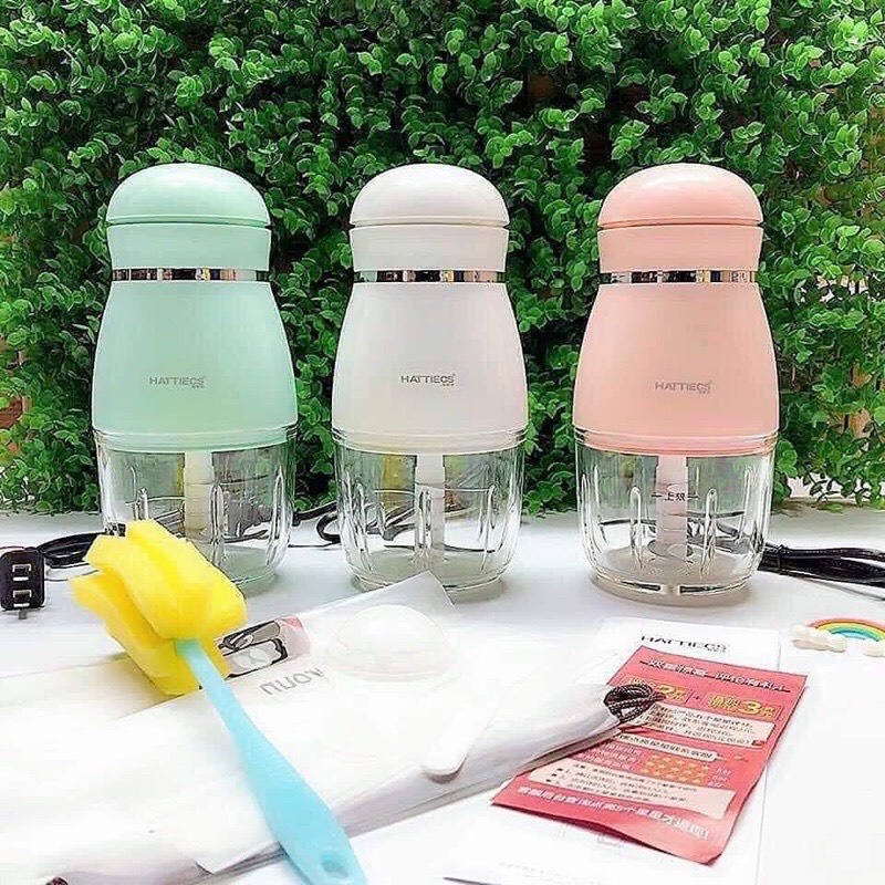 Máy Xay Ăn Dặm 1 Cối HATTIECS, Cối Thủy Tinh Cho Bé 6m+