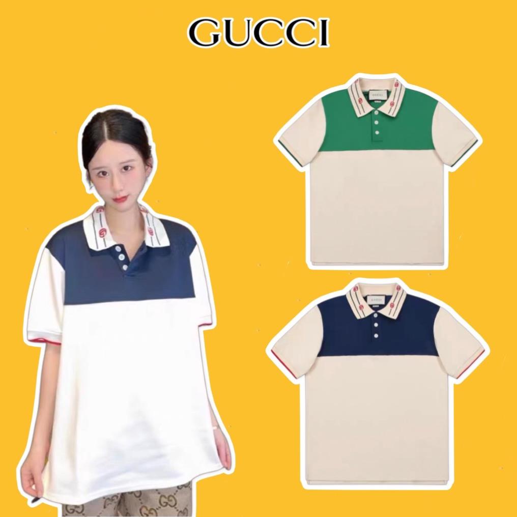 Áo Polo Gucci EMBROIDERED Phối 2 Màu Vải Cá Sấu Cotton 100% The.Laz