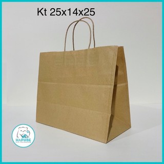 Sét 100 túi giấy kraft có quai kích thước 25x14x25