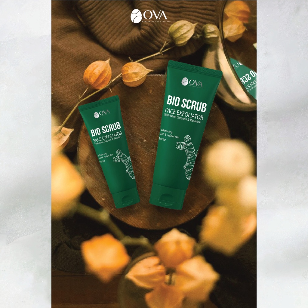 Gel tẩy da chết OVA Bio Scrub giảm mụn chiết xuất nghệ làm hồng hào làn da - Hộp 100gr