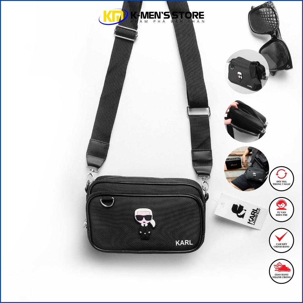 Túi đeo chéo Unisex thời trang cao cấp KARL LAGEFIELD Túi đeo vai mini form ngang thời trang da si chống nước - KM STORE