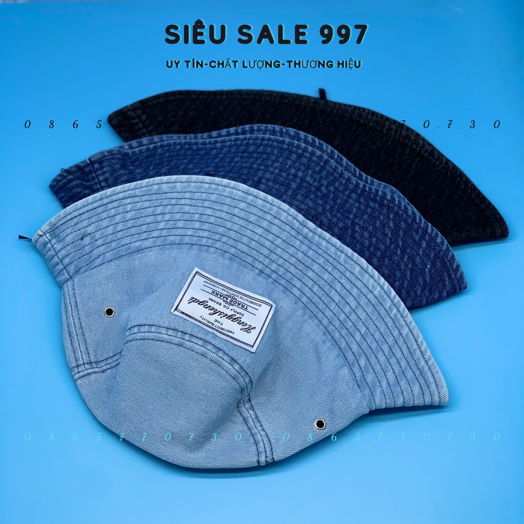 NÓN VÀNH CHẤT JEAN MỀM DENIM PHỐI LOGO HÀNG QC NHẬP CAO CẤP THỜI TRANG NỮ CÓ DÂY ĐIỀU CHỈNH FORM