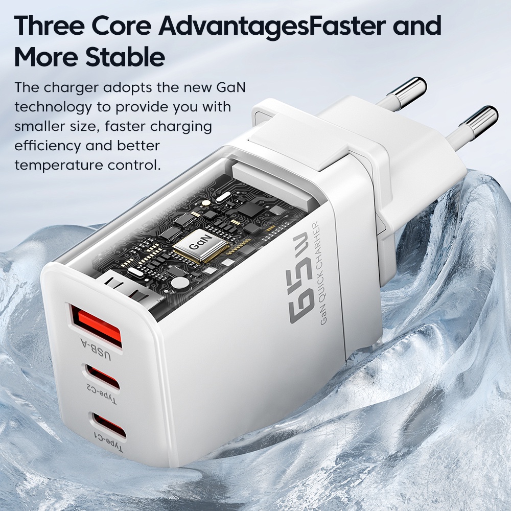 Đầu sạc nhanh Toocki 65W GaN USB C PD QC3.0 4.0 PD3.0 Type C chất lượng cao