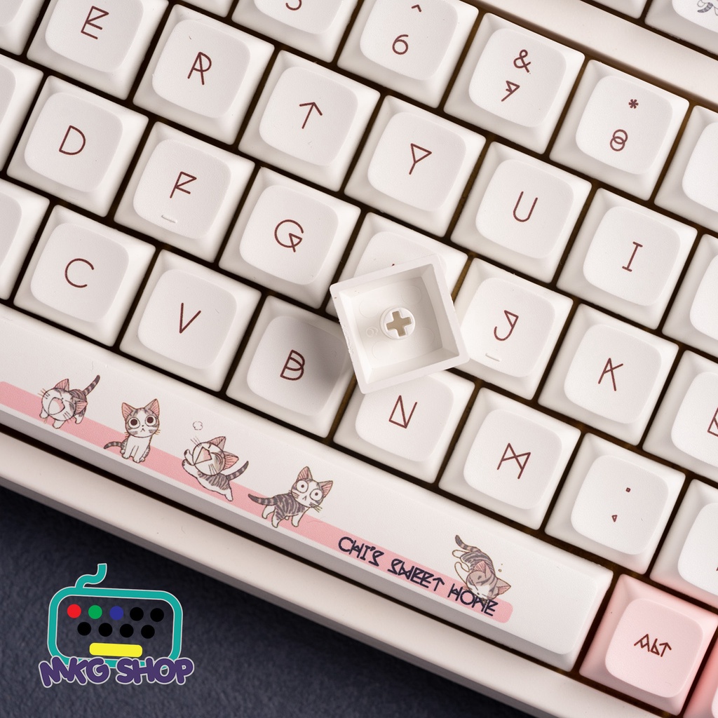 XDA Mèo Chi, nhựa PBT dày 1.5mm in nhiệt dyesub, 134 nút bàn phím cơ