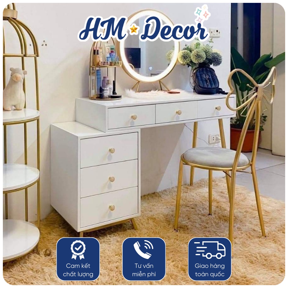 Bàn phấn trang điểm ⚡ HÀNG CAO CẤP ⚡ Bàn trang điểm phong cách Châu Âu, gương led cảm ứng