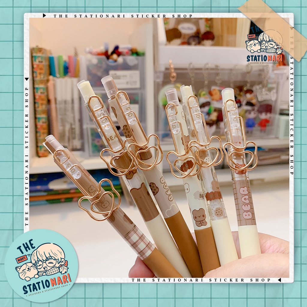 Bút bấm gel đen ngòi 0.5mm Inmorning Bear