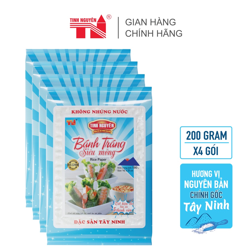 Combo 4 Bánh Tráng Siêu Mỏng Tây Ninh Tinh Nguyên (180gx4gói)