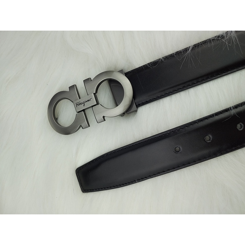 Thắt Lưng Ferragam-o Thắt Lưng Da Màu Xám Thời Trang Cho Nam