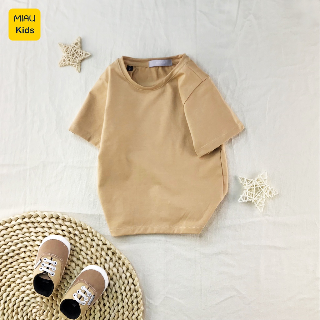 Áo Thun Trơn nhiều màu Cho Bé, Chất Thun Cotton Co Giãn Mềm Mịn Thoáng Mát Cho Bé mặc nhà đi học đi chơi - MiauKids