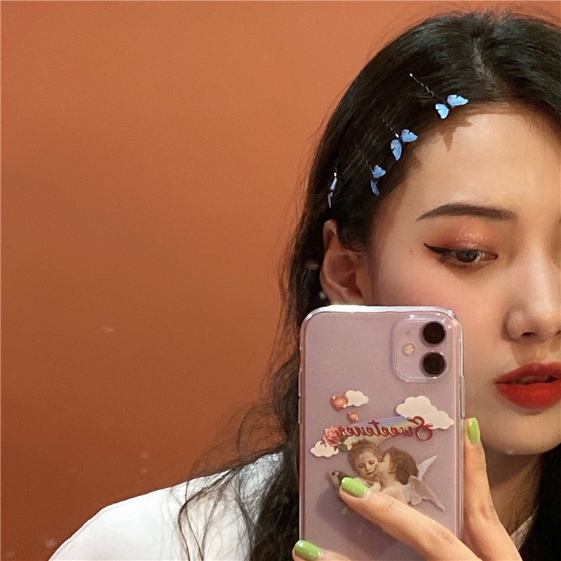 Kẹp Tóc Hình Bướm Màu Xanh Dương Cổ Điển Phong Cách Hàn Quốc Cho Nữ [Kẹp Tóc Phong Cách INS Cơ Bản] [Phụ Nữ Mặc Hàng Ngày]