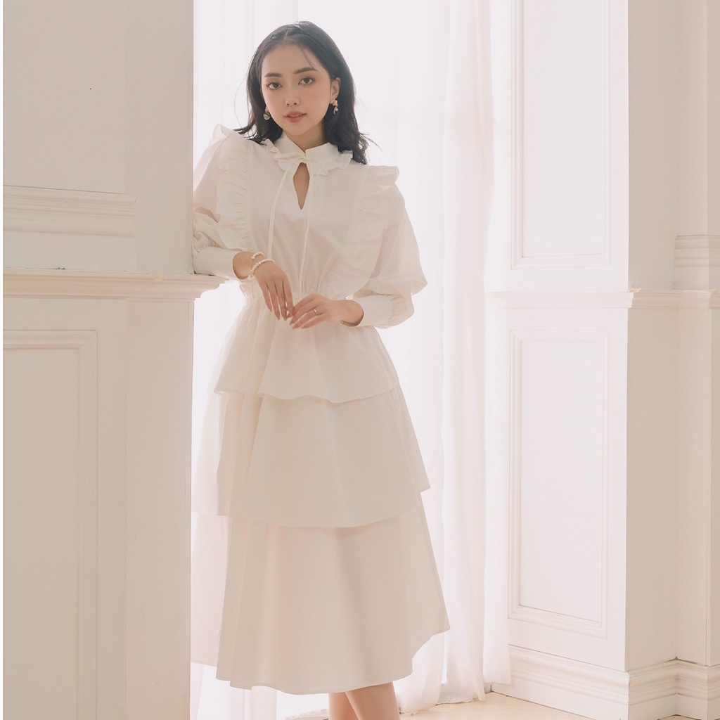 THE19CLUB - Váy cotton dáng dài bèo ba tầng 2 màu sắc - NANA DRESS