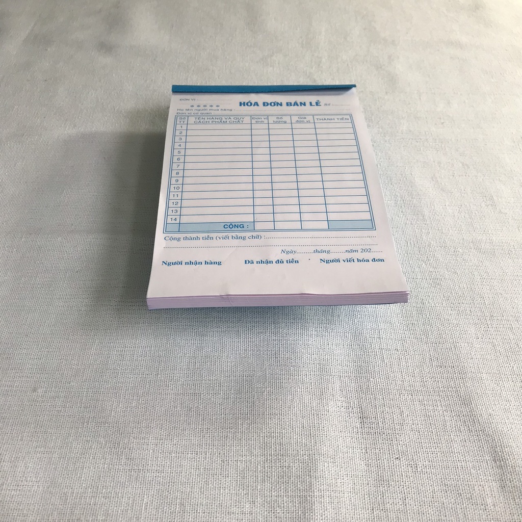 Combo 10 cuốn hoá đơn bán lẻ 2 liên