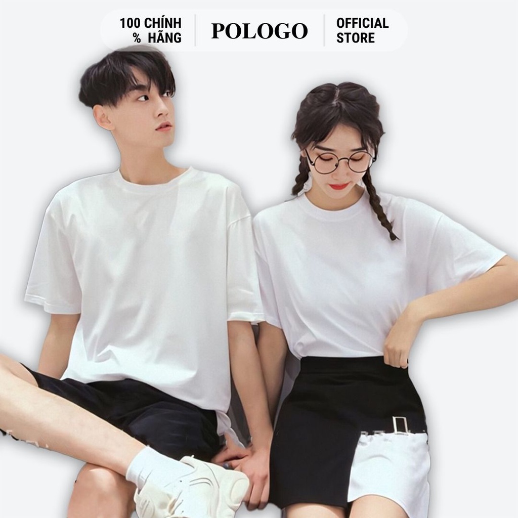 Áo Thun Form Rộng Unisex Trơn Màu Trắng Ngà Cotton Chính Hãng