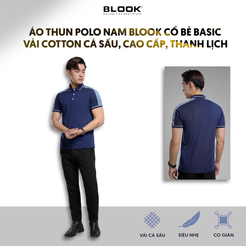 Áo Polo nam BLOOK cổ bẻ phối vải cá sấu Cotton xuất xịn, chuẩn form, trẻ trung, sang trọng, thanh lịch, mã 35525