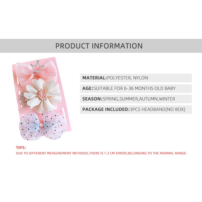 Set 3 Băng Đô Nơ Dễ Thương Cho Bé Gái