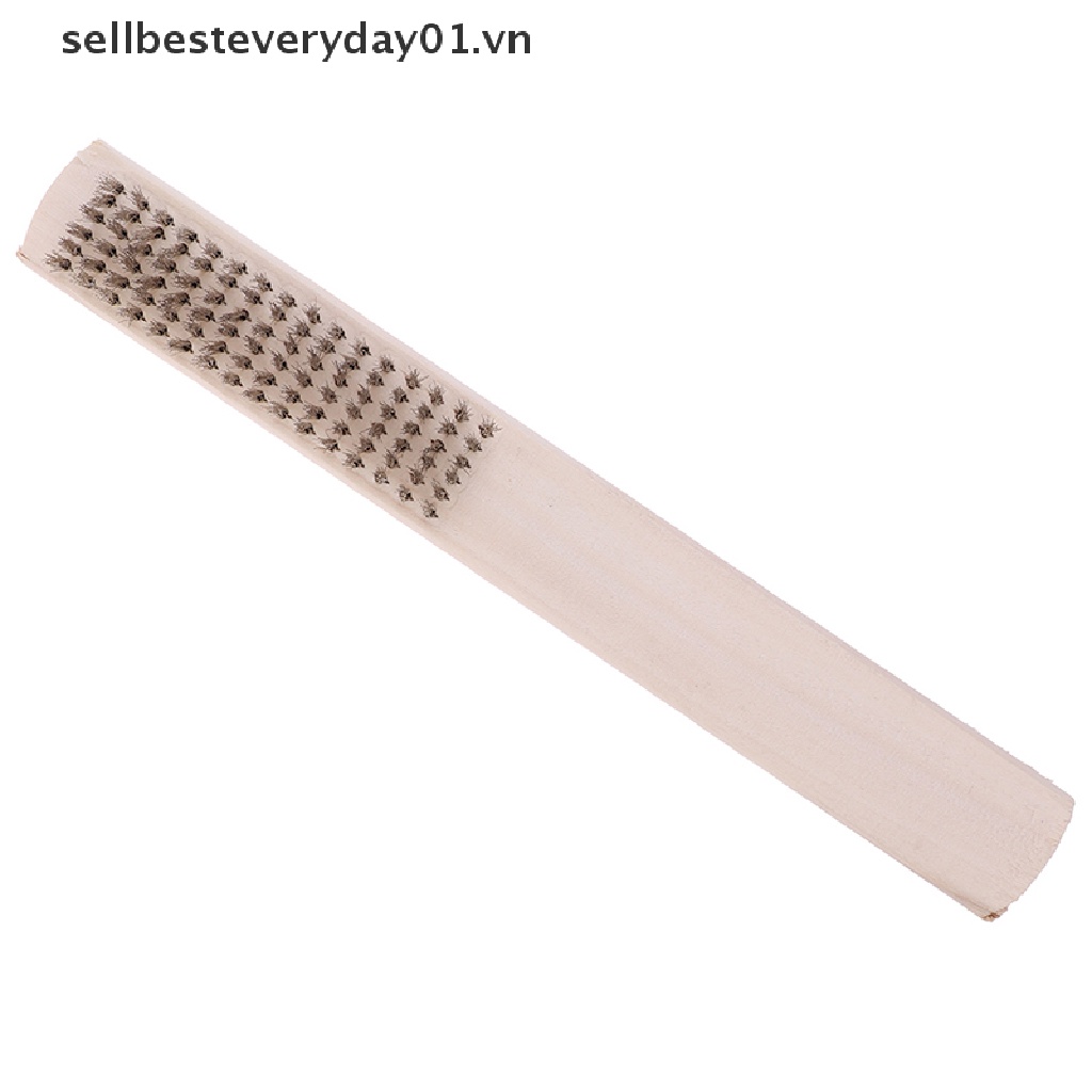 Chổi Sợi Đồng Cán Gỗ 208mm Dùng Vệ Sinh Kim Loại Tiện Dụng