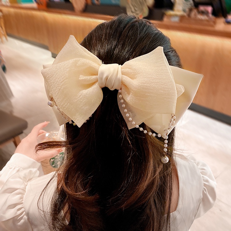 Kẹp Tóc Nơ Đính Ngọc Trai Giả Xinh Xắn Thời Trang