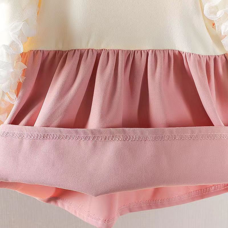 Paulababy Thời Trang Đầm Công Chúa Tay Dài Giả Hai Mảnh Đính Nơ Dễ Thương Cho Bé Gái