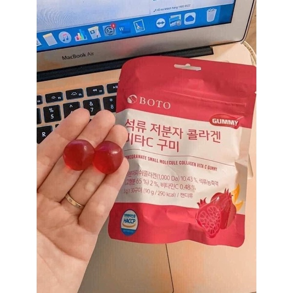 Kẹo dẻo vị lựu Dưỡng da sáng mịn-Boto Collagen Gummy kẹo dẻo collagen, kẹo collagen Hàn Quốc