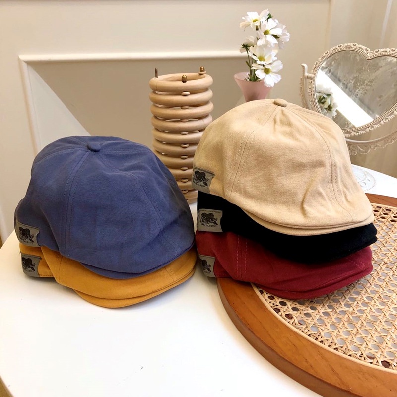 Nón beret mỏ vịt trơn màu thời trang phương tây cổ điển dành cho nam và nữ