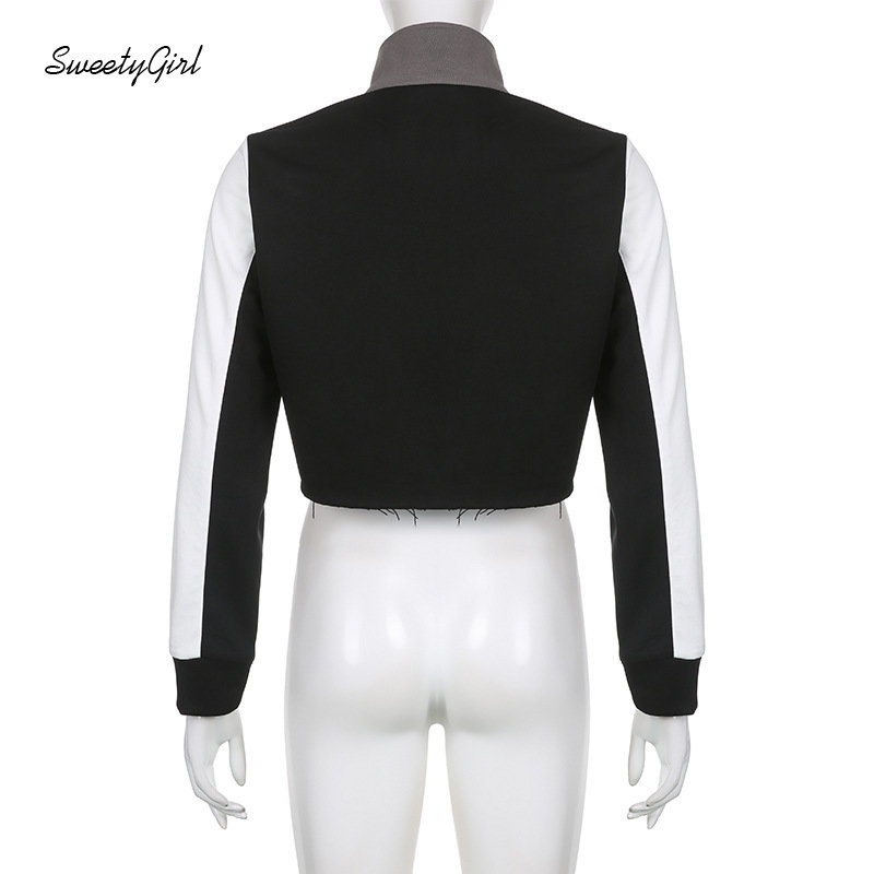 MsMona Áo Khoác Thể Thao Tay Dài Cổ Cao Ôm Dáng Có Khóa Kéo Phối Màu Tương Phản Thời Trang 2022 Cho Nữ