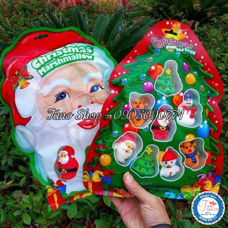 Túi kẹo bông đường hình ông già Noel / cây thông Noel Giáng Sinh | Ăn vặt ngon rẻ TaNo