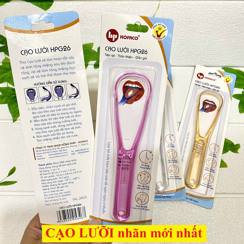 Que cạo lưỡi HPG26 Nhựa HOFACO - Thìa cạo vệ sinh làm sạch lưỡi Hồng Phát
