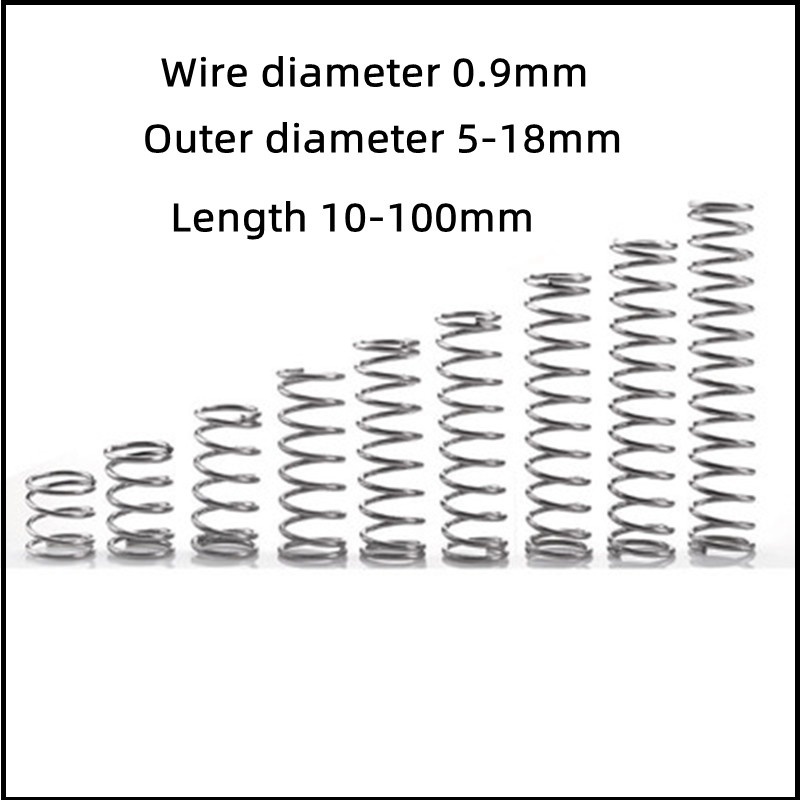 Lò Xo Áp Suất SUS304 Đường Kính 0.9mm Đường Kính Ngoài 7 / 8 / 9 / 10 / 12mm Dài 10-50mm
