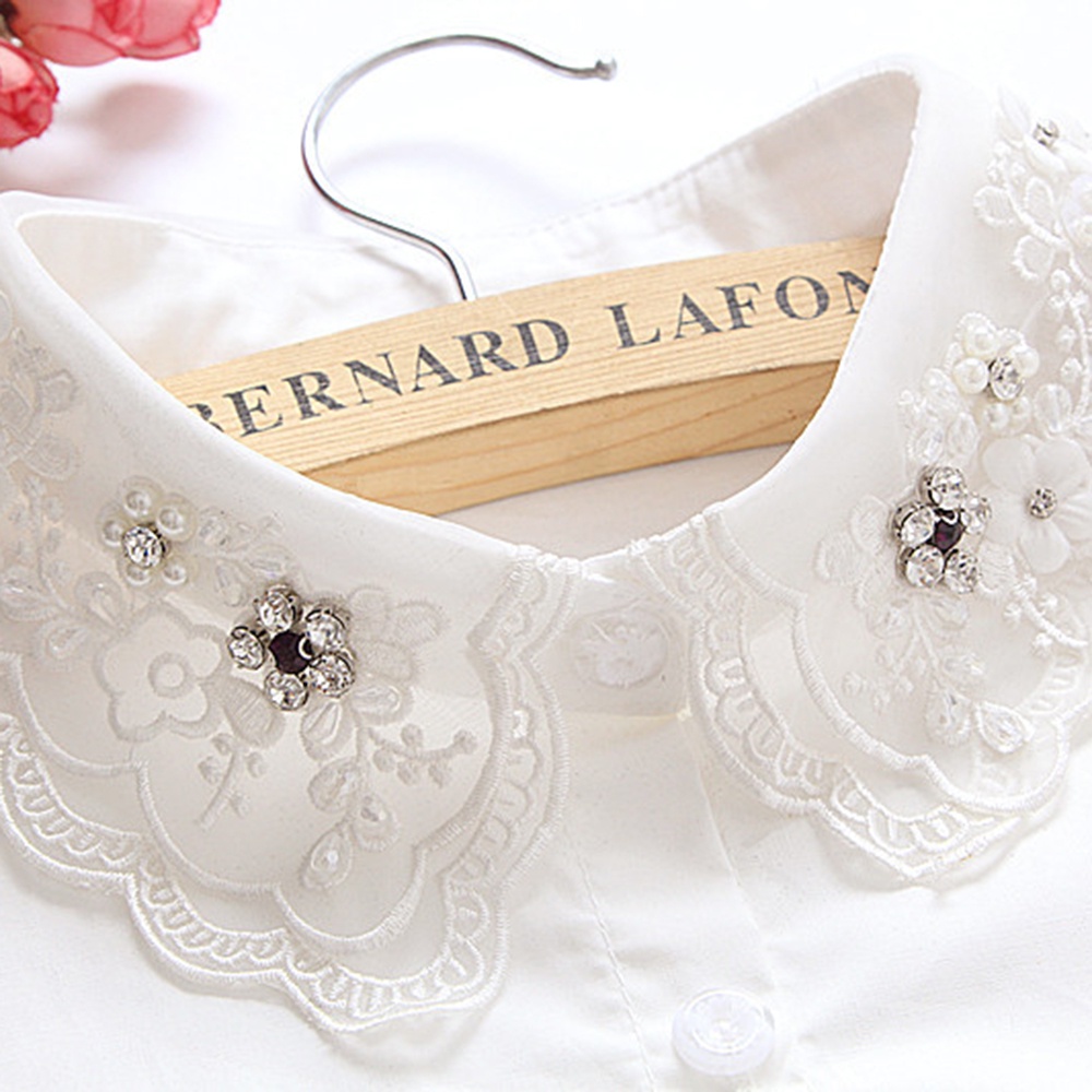 Cổ Áo Sơ Mi Giả Thêu Hoa Đính Đá Thời Trang Cho Nữ