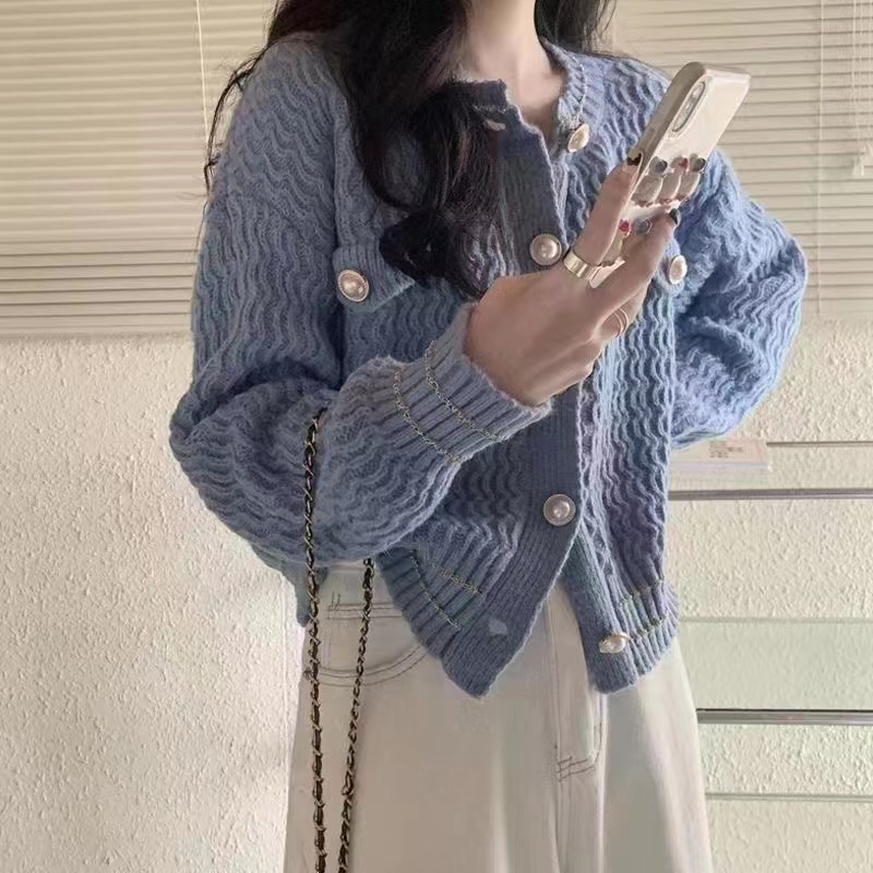 Áo khoác cardigan SUXI dệt kim tay dài màu sắc thanh lịch cho phái nữ