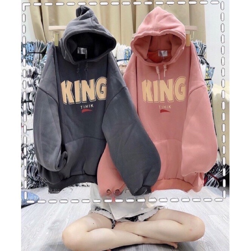 Áo Hoodie Nam Nữ From Rộng 2 Màu Hồng-Tro