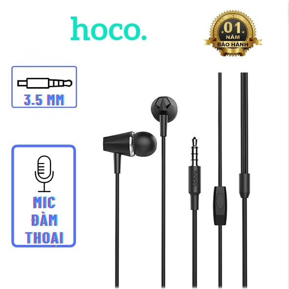 Tai Nghe Có Dây Hoco M34 Jack 3,5mm, Có Mic Đàm Thoại, Tăng Giảm Âm Lượng Bằng Nút Bấm - Hàng Chính Hãng