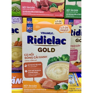Bột ăn dặm Ridielac Gold Cá hồi bông cải xanh 200g