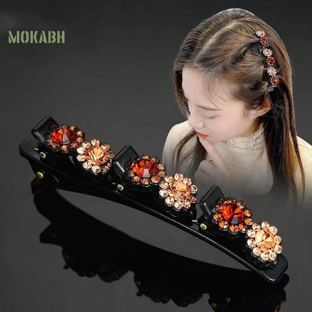 Set 1 / 2 Kẹp Tóc Hai Lớp Đính Đá Lấp Lánh Thanh Lịch Phong Cách Hàn Quốc