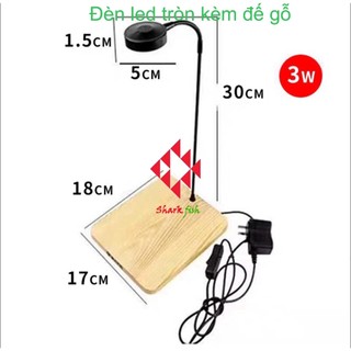 Đèn led hồ cá kèm đế gỗ,đèn cho hồ bán cạn, terrarium, đèn led ÁNH SÁNG TRẮNG chuyên dụng cho hồ cá cảnh