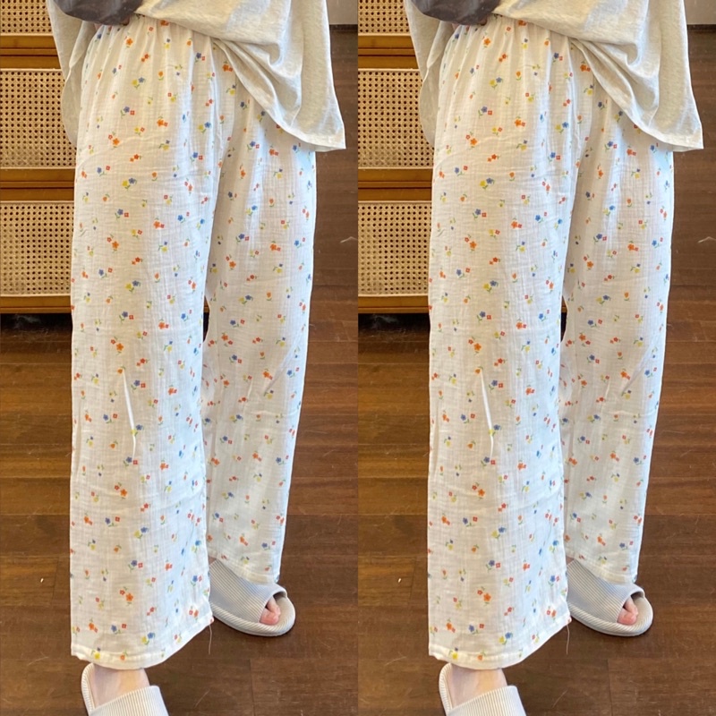 𝐚𝐬𝐡𝐞𝐱𝐢𝐧𝐜𝐡𝐚𝐨: Quần dài mặc nhà dáng suông rộng hoạ tiết hoa và thỏ