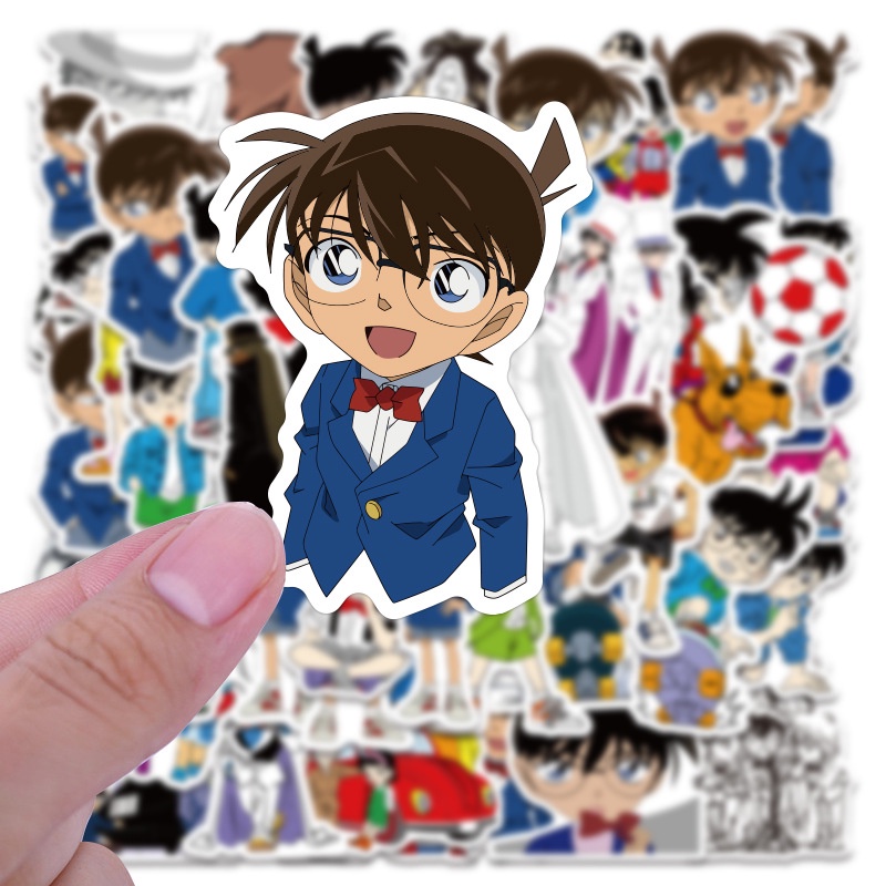 Bộ 50 Miếng Dán Chống Thấm Nước Hình Thám Tử Conan Dùng Trang Trí Vali / Kính Mát