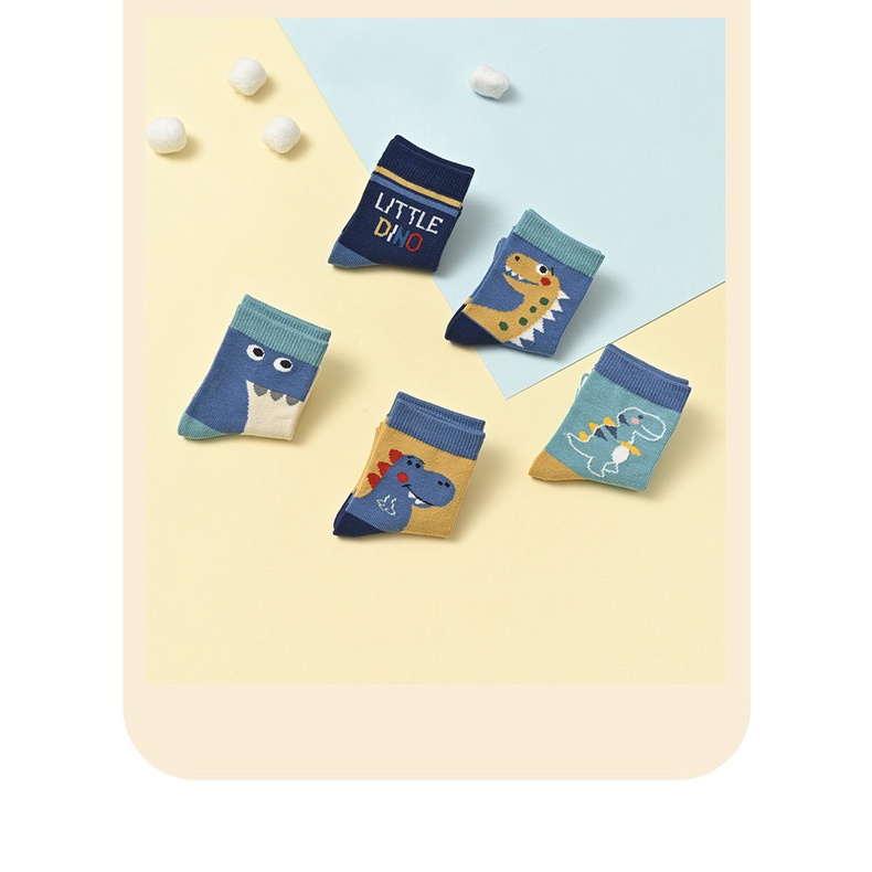 Set 10 Đôi Tất Cô Cao Trẻ Em Họa Tiết Siêu Hot ( Khung Long )