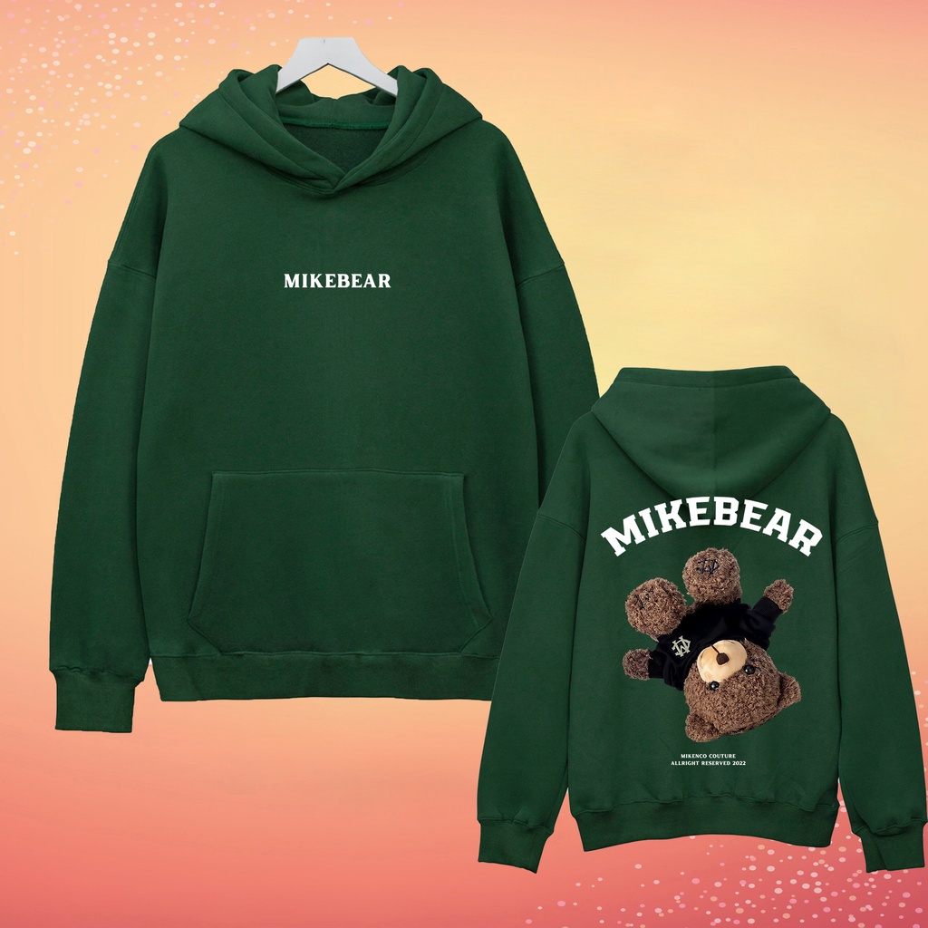 🔥Hot🔥 Áo Hoodie MikeBear Xanh Lá chất liệu nỉ bông siêu ấm Mẫu Trend 2022