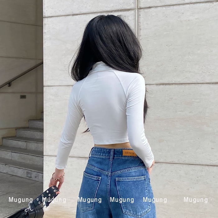 Áo croptop cổ lọ tay dài Mugung A05