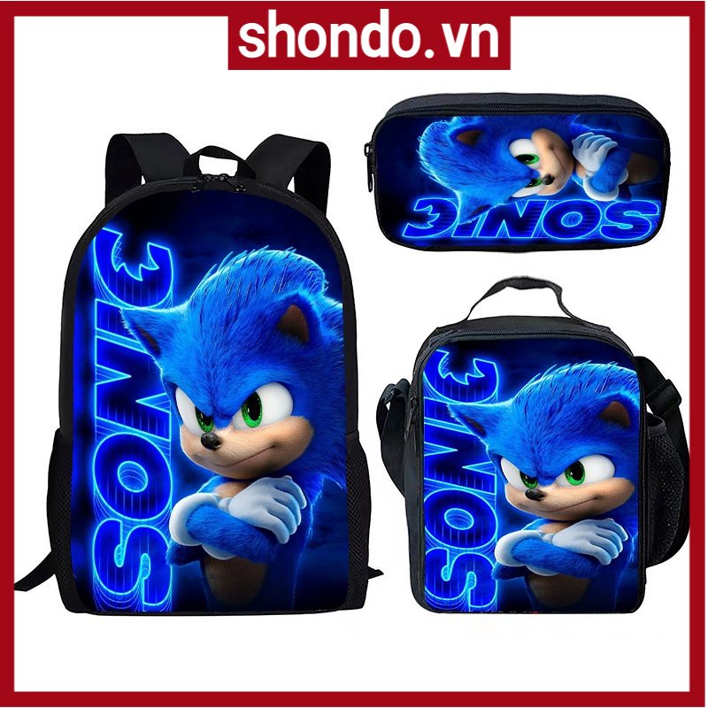 Set 22 Ba Lô Đi Học Họa Tiết Hoạt Hình Sonic Độc Đáo Cho Nam Và Nữ