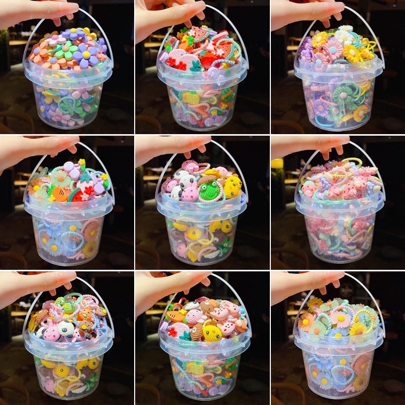 Set 10 Bộ Dây Buộc Tóc Cao Su Co Giãn Phong Cách Hàn Quốc Dễ Thương Cho Bé Gái