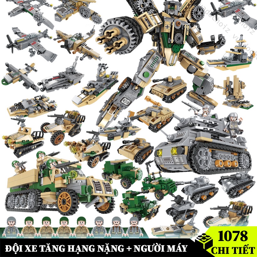 Đồ chơi Lego xe tăng XT1078 chi tiết hàng chuẩn, lắp ráp các mô hình lớn Robot / Xe quân sự / Máy bay / cho bé từ 5 tuổi